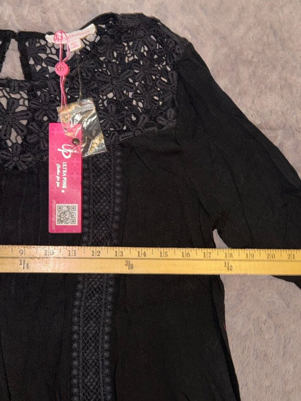 Ultrapink Black Lace Trim Blouse Size L with Tags - Picture 4 of 9